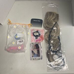 ROSOOI Invisible Wire Extension Brown&Blonde Synthetic 20” Long Wavy Highlight